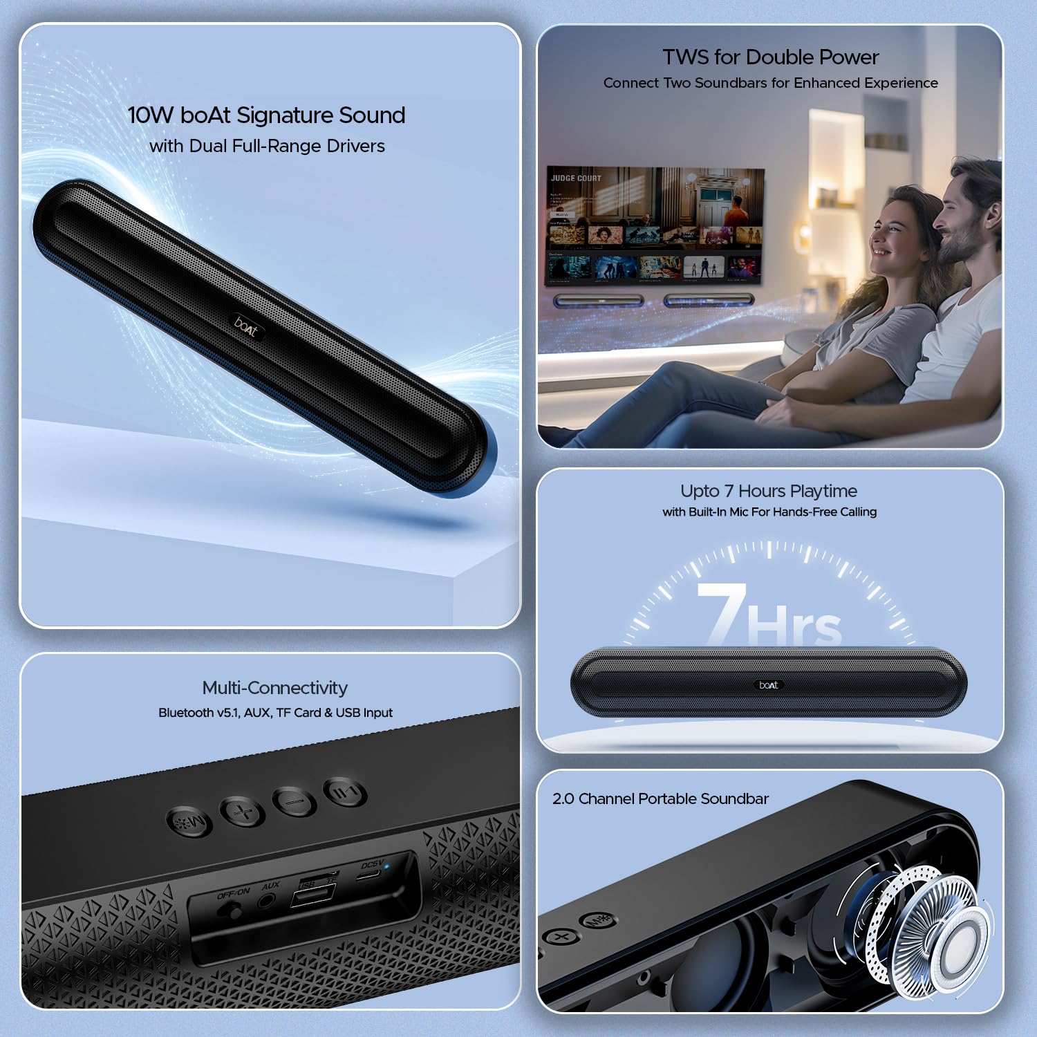 boAt Aavante Bar 490 10W Signature Sound Dual Full-Range Driverse